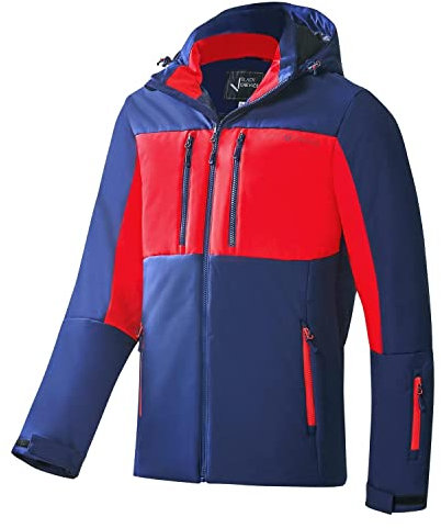 Black Crevice Herren Skijacke, 10.000mm Wassersäule, atmungsaktiv, rot/blau, L