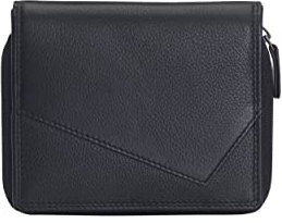 Josephine Osthoff Geldbörse Reißverschluss klein Damen Münzfach Herren echt Leder mit RFID Schutz Damen Kleiner Geldbeutel Portemonaie (232), Farbe:Schwarz