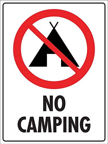 Panneau D'Avertissement Camping Interdit Décorative Plaque Métallique Rétro Poster En Métal Mural Plaque Étain Signe,20X30Cm