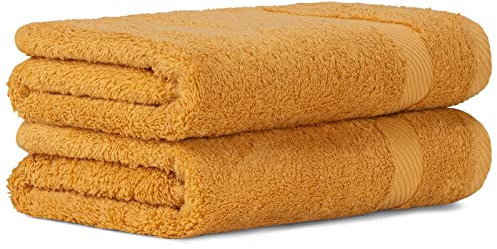 Luckytowel Handtücher Set 50x100 cm 100% Baumwolle, Handtuch-Set 2er Pack Gold