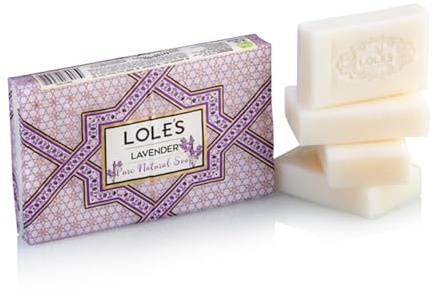 LOLE'S Turkish Hammam Lavender Bath Soap Bars | 4 x 150g | Daily Cleansing Soap Bar for Shower, Sauna and Spa | Multipack of 4, 600g Total | Rich Creamy Lather | Calming Lavender Scent