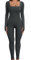 Yuson Girl Jumpsuit Damen Lang Sport Yoga Bodysuit Overall Stretch Jumpsuits Eng Quadratischer Hals Langarm Jumpsuit Einteiligem Workout Playsuits Sportkleidung Frauen Set(Grau, M)