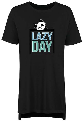 Shopagift Lazy Day Women's Nightie Funny Panda Tired Sleep Rest Night Shirt Black