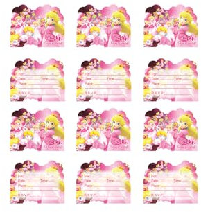 RZDQZY Mario Bros & Prinzessin Peach Geburtstag Einladungskarten - 10 Stück A6 Größe - Rosa, Lebendig - Kindergeburtstagspartys und thematische Veranstaltungen