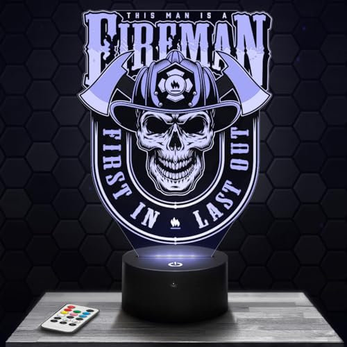 Nachttischlampe Amerikanisches Feuerwehr-Logo Feuerwehr Feuerwehrmann, Geschenkidee Schreibtischlampe Wohnzimmer Weihnachten für Amerikanisches Feuerwehr-Logo Feuerwehrmann-Fans. TOP