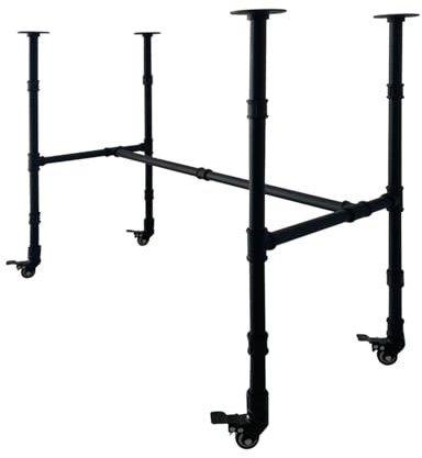 IFYISUN Industrial Pipe Table Leg Set with Casters,Black Rustic Metal Pipes for Coffee & End Tables, Desks,Vintage Furniture Legs,DIY Desk Legs(L 36x W 17.5 x H 30)