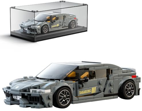 Mould King 27052 Technik Speed Champion Rennwagen Bausteine Sportwagen Klemmbausteine mit Acryl Vitrine Modellautos zum Sammeln (386 Teile)