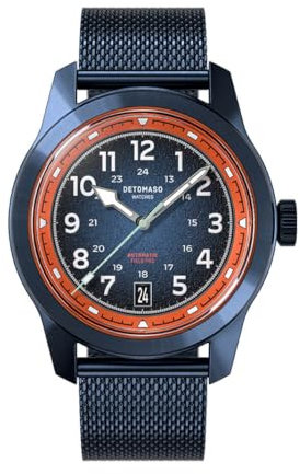 DeTomaso Blue Explorer Automatic Blau Herren Armbanduhr Analog Automatik Mesh Armband Blau