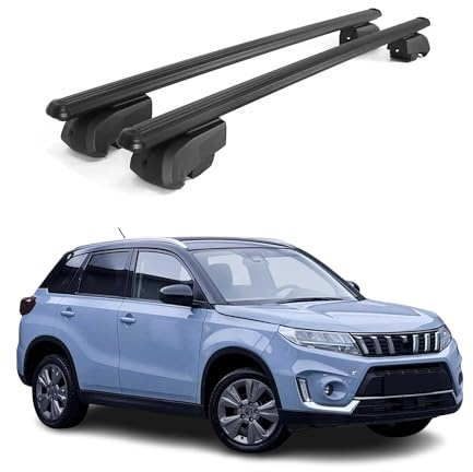 OMAC Dachträger für Suzuki Vitara 2015-2026 Aluminium 2 Stangen Schwarz | ISO/PAS 11154:2006 geprüft, Abschließbar, City-Crash-getestet, bis 75 kg Traglast, Querträger, Grundträger