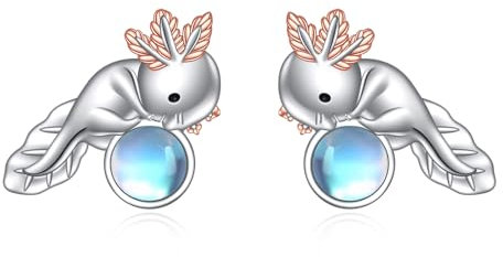 POPLYKE Axolotl Ohrringe für Frauen Sterling Silber Mondstein Ohrstecker Niedliche Tierschmuck für Mädchen (Axolotl)
