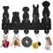 MAYJOYDIY Holz Hunde Schlüsselhalter Wandmontage 30x20cm Haustierhund Schlüsselaufhänger Dekoratives Schwarzer Tiere Schlüsselbrett mit 5 Haken Aus Legierung Für Hundeleine Wandkunst Dekor