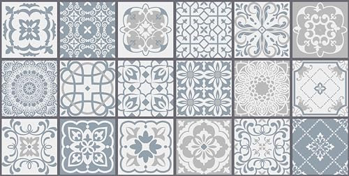 HUBDECO - Teppich - Küchenteppich - Badezimmerteppich - Badteppich - Küchenläufer - Teppich Läufer - Teppich Küche - PCV, Vinyl - rutschfest - Patchwork Blau - 60x120cm