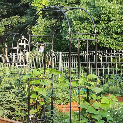 Arco Of Rose Gartenpavillon mit Bogen aus Metallstahl für Kletterpflanzen 120-320 cm Breite 240 cm Höhe für Hochzeit, Festival, Bauernhof und Garten (Farbe: Schwarz, Größe: 180