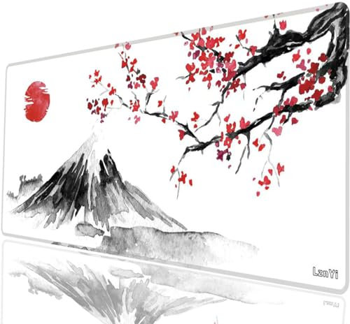 LznYi Large Gaming Mouse Pad with Stitched Edges, Non-Slip Rubber Base, Big Computer Keyboard Mouse Mat Desk Pad for Laptop Gamer Office Home, 31.5x11.8in, 80x30 XueJingEU