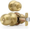 LOQRON Brushed Gold Ball Design Door Knob with Lock, Privacy Round Shaped Keyless Doorknob for Bathroom/Bedroom, Satin Brass Finish