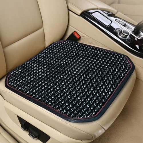 SOONHUA Holzperlensitz Sitzauflage Auto Massage Sitzkissen | 45x45cm atmungsaktive Holzperlen Sitzauflage mit Netzgewebe, rutschfest und kühlend für Auto, LKW und Büro