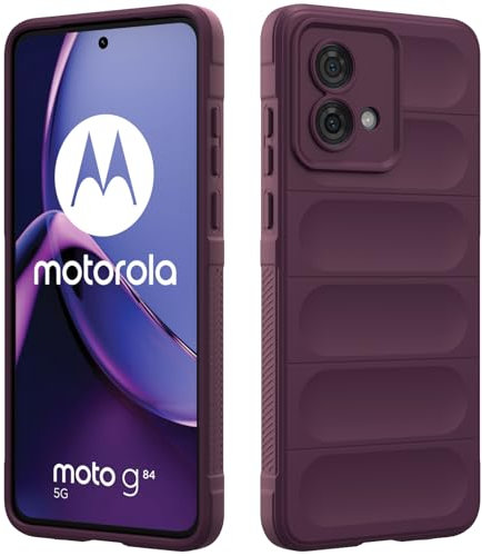 RIIMUHIR Coque en Silicone Compatible avec Motorola Moto G84, Étui Protection Antichoc, Housse avec Protege de Camera, Doublure Douce en Tissu Microfibre Protection Complète (Violet Foncé)