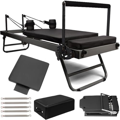 GEJLELDS Faltbare Pilates Reformer Maschine,Foldable Pilates Reformer Machine für Zuhause und Fitnessstudio Verbessern Sie Kern-Stärke und Gleichgewicht Pilates Reformer Maschine,A
