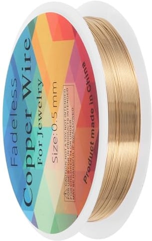 sourcing map 0.5mm/24 Gauge Copper Wire for Jewelry Making, 1 Roll Craft Tarnish Resistant Beading Wire for Jewelry Making Supplies DIY (Bright Gold)