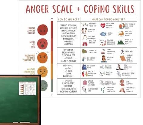Poster Coping Skills, ungerahmt, für Klassenzimmer, Lehrtafel für Zuhause, Schule und Emotionen