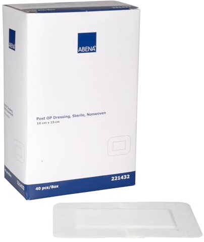 ABENA Apósito Adhesivo Postoperatorio Estéril | Hipoalergénico, Absorbente, Transpirable y Flexible | Sin Látex | (10X15 Centímetros, 40.0, unidad)