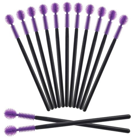 50Pcs Silicone Eyelash Brushes, Disposable Mascara Wands Ball- Shape Eyelash Spoolies, Eyebrow Brushes Makeup Tool Kit Set(Purple)