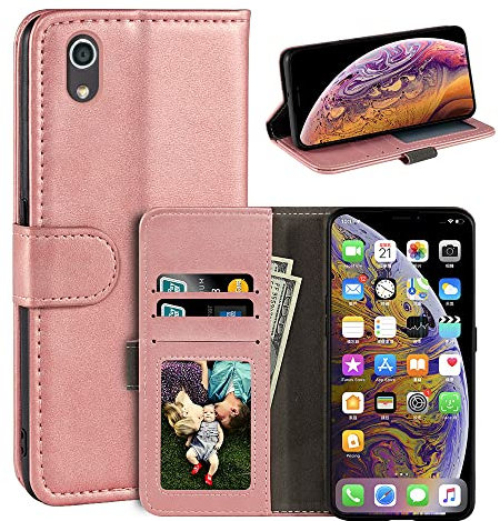 Funda compatible con Kyocera Android One S4, funda magnética de piel sintética estilo cartera para teléfono de negocios, funda de moda con ranura para tarjetas y soporte para Kyocera Digno J 4G de 5