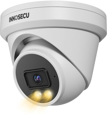 INNOSECU 5MP PoE IP Camera Outdoor, Smart Dual Light Dome Security Camera, Color Night Vision for Home Surveillance, Built-in Mic, 2.8mm Lens Wide Angle 110°, Human/Vehicle Detection, IND5GD97S