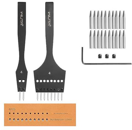 WUTA Leder Stanz Werkzeug, 3. Generation Professional Leder Stanz Set, Wechselbare Einsätze für Diamant, Oliven, Rundlöcher(4mm-2+8)
