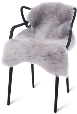 Australian Lammfell Echt Grau 100 x 60 cm, Schaffell Echt Grau, Naturfell | geruchlos, Fell für Stuhl, Lammfell Teppich für das Sofa, Fell, Schaffelle