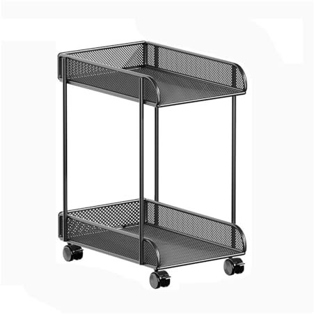 Bureau Support de tour CPU noir support de tour PC support de processeur à 2 niveaux support de tour d'ordinateur mobile en métal chariot maison boîtier hôte mobile avec roues Accessoires(Petit)