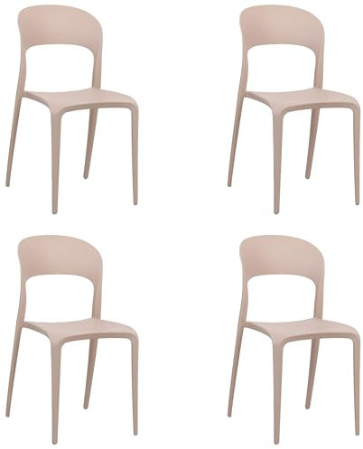 Totò Piccinni Sedia Omega in Polipropilene Moderne Design Impilabile,(L) 43x(P) 50x(A) 84 cm (4, New Rosa Cipria)