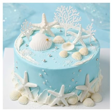 YZROHYI 20 Stück Meerestier Tortendeko Unterwasserwelt,Seestern Deko Torte Ozean,Muscheln Tortendeko Kindergeburtstag,Deko Kuchen Geburtstag,Cake Toppers,Tortendekoration Taufe für Baby Shower