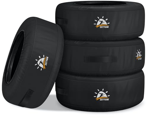 Zettum 4er-Set Reifentaschen Ø22-31 Zoll, 600D PU Oxford Reifenaufbewahrung mit Tragegriff Wasserdicht & Staubdicht, Ideal für Transport und Lagerung Reifenschutzhülle, Schwarz, Ø55-78cm