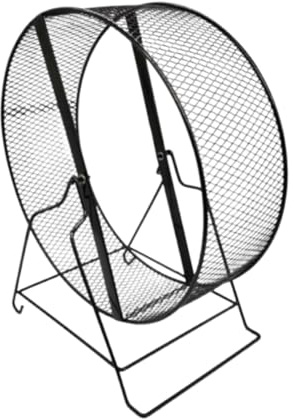 Pugermering Laufrad aus Metall für Hamster, Zubehör für Käfig, leises Laufrad aus robustem Metallgeflecht, mit Igelhalter, 21 cm