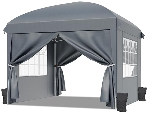 RELAX FIELD Pavillon 3x3 Faltbar mit Seitenwänden, Faltpavillon Wasserdicht | Pop up Pavillon Stabil Winterfest, Partyzelt mit 4 Gewichte Höheverstellbar, UV Schutz, für Camping Party Garten, Dunkelgrau