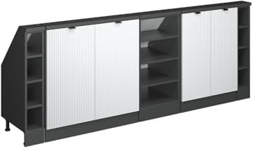 Vicco Dachschrägenschrank-Set Rion, Weiß Riffel, 210 cm 5er Set, geeignet für die platzsparende Aufbewahrung unter Dachschrägen