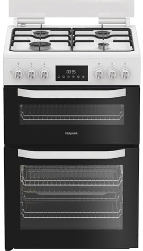 Hotpoint HDD6GDC2W 60cm Double Oven Dual Fuel Cooker - White - A/A Rated