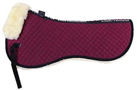 Engel Reitsport | SAKIS1-L-BOR-MED | Sattelkissen mit echtem Merino Lammfell | Fellrand vorne | Steppstoff Bordeauxrot Fell med. | Grösse L