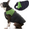 Gooby Grüne Hundejacke aus Polyester, Größe L, ab 6,8 kg, wasserabweisend, mit Fleece gefüttert, mit Ring für die Leine – Kaltwettermantel für kleine Rassen, Grün