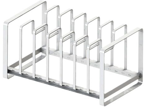 YAMAZAKI Home Tower Under Sink Pot Lids And Frying Pan Storage Kitchen Drawer Organizer Rack - Steel