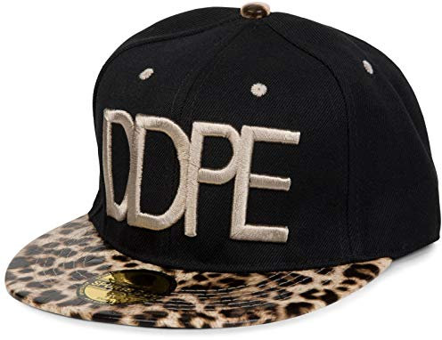 styleBREAKER Snapback Cap DDPE im Leo Design mit Schlangen Prägung, Baseball Cap, verstellbar, Unisex 04023034, Farbe:Schwarz-Beige