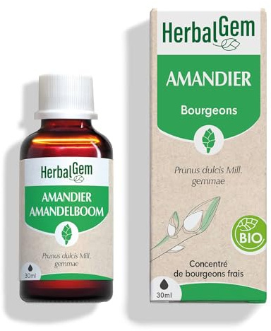 HerbalGem Macérât-Mère Amandier Bio 30 ml | Reconnu pour soutenir la circulation. Extrait de bourgeon frais, vegan.
