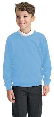 Integriti Schoolwear Boys Girls Unisex Jumper Sweatshirt Crew Neck Round Neck School Uniform Ages 1-15 Sky Blue