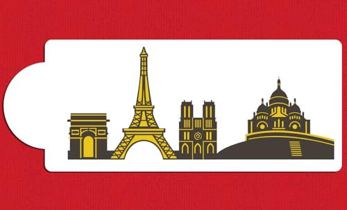 designer stencils Kuchenschablone mit der Skyline von Paris, detaillierte Skyline, C1002