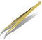 Sonew Wimpernzange, Pinzette für Wimpernverlängerung Augenbraue Eingewachsene Haare Hohe Präzision Gold Edelstahl gebogen und gerade Zangen Zange 2St(Curved)