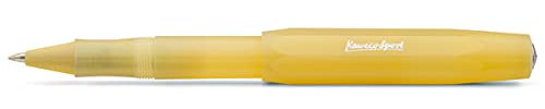 Kaweco FROSTED SPORT Rollerball Sweet Banana I Gel- / Kugelschreiber aus hochwertigem Kunststoff mit Keramikkugel I Trendiger Kuli in Gelb I 13 g Tintenroller mit 0.7 mm Mine I Gelroller 13,5 cm