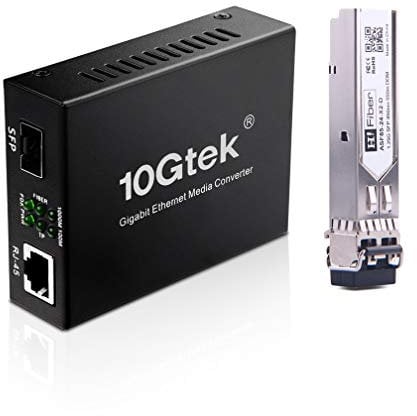 H!Fiber.com Gigabit Ethernet Medienkonverter, 1.25G SFP zu RJ45 Glasfaser zu Kupfer, mit einem SFP Transceiver (1000Base-SX, 550m, Multimode)