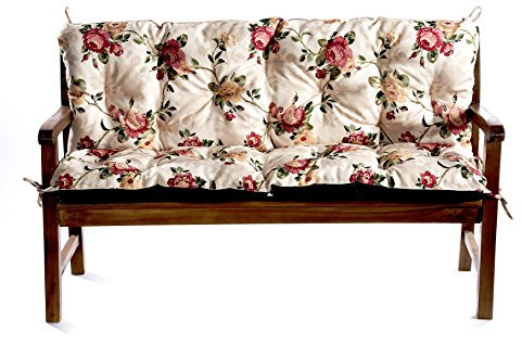Gutekissen® Bankkissen, Sitzkissen, Gartenkissen, Steppkissen, Doppelkissen, Sitzmöbel, Gartenschaukel, Gartenmöbel L (200x60x50, Blumen 4)