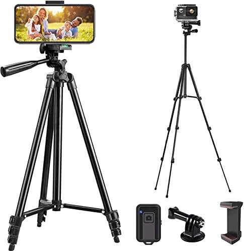Phone Tripod, LINKCOOL 42 Aluminum Lightweight Portable Travel Tripod for iPhone/Samsung Smartphones with Phone Clip & Wireless Bluetooth Remote